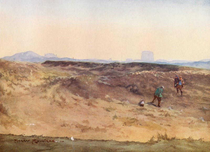 Campos de golf: Sandwich, el "Sahara" (litografía en color) de Harry (1878 1950) Rountree