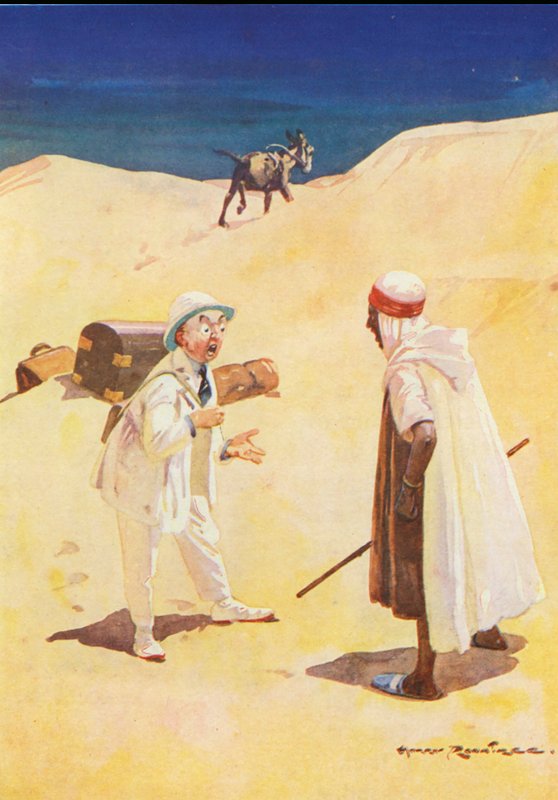 El burro y su sombra (litografía en color) de Harry Rountree