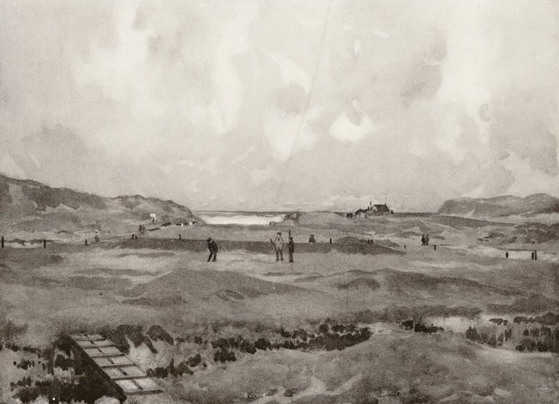 Campos de golf: Bude, el hoyo "Nursery Maid" (litografía) de Harry (1878 1950) Rountree