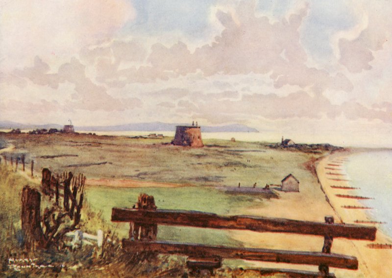 Campos de golf: Felixtowe, vista general del campo (litografía en color) de Harry (1878 1950) Rountree