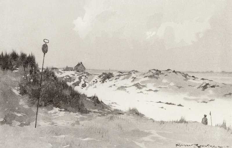 Campos de golf: Hunstanton, bajo la nieve (litografía) de Harry (1878 1950) Rountree