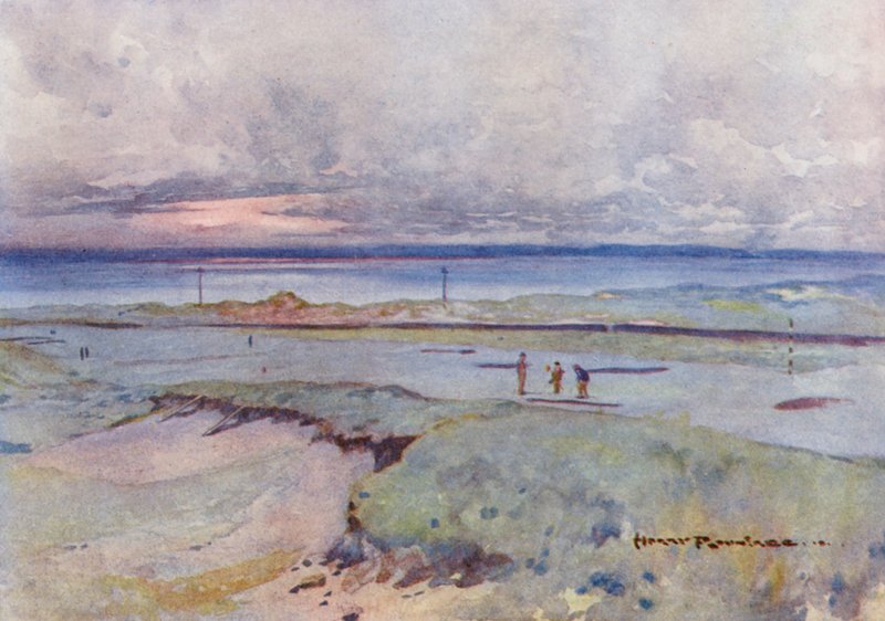 Campos de golf: Muirfield, los greens cuarto y decimocuarto (litografía en color) de Harry (1878 1950) Rountree