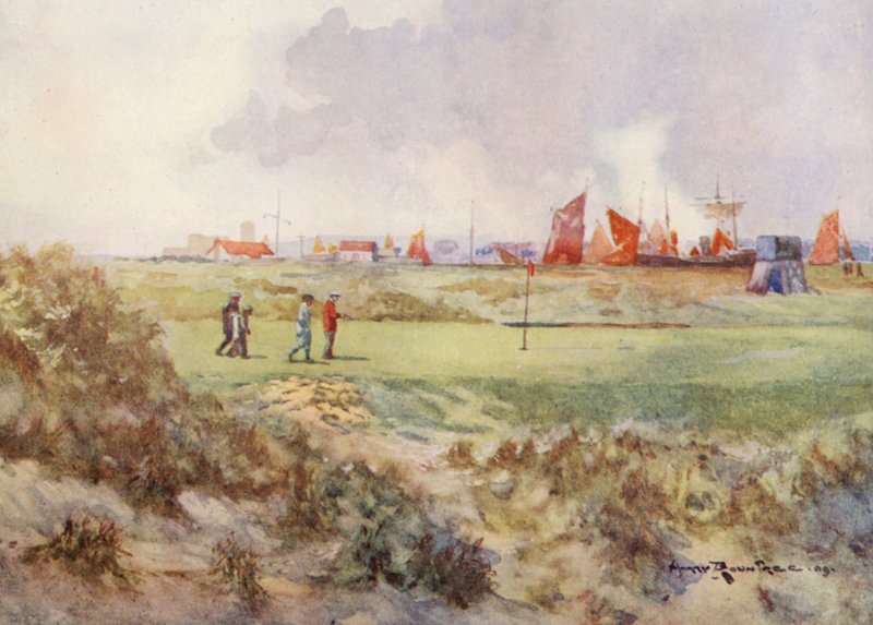 Campos de golf: Rye, el decimoquinto green (litografía en color) de Harry (1878 1950) Rountree