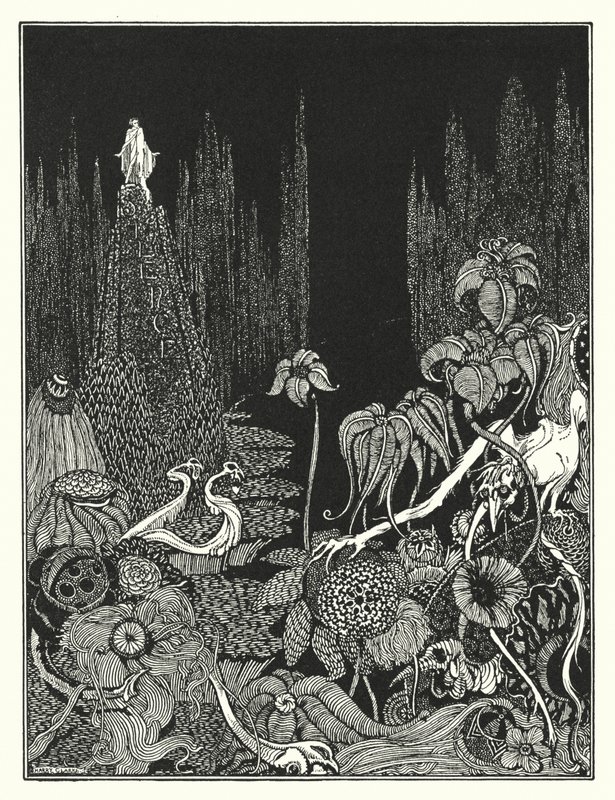 Edgar Allan Poe: Silencio (litografía) de Harry Clarke