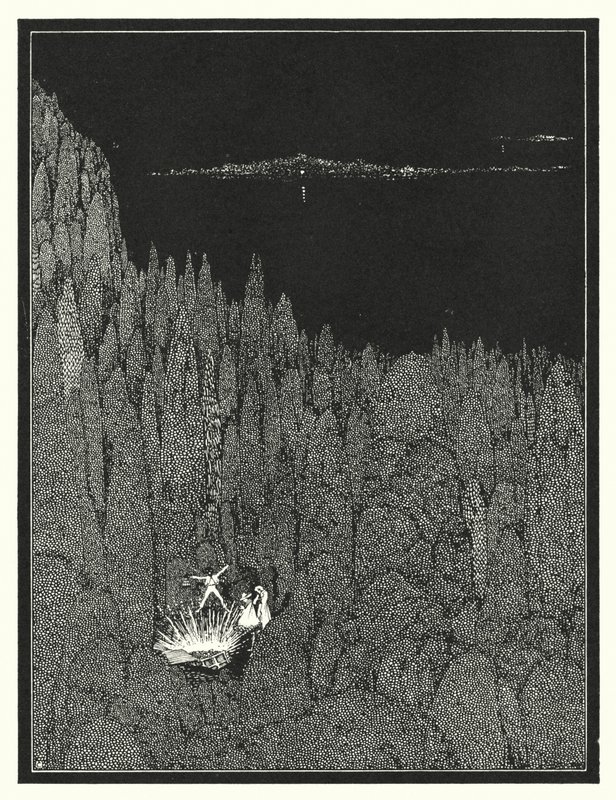 Edgar Allan Poe: El bicho de oro (litografía) de Harry Clarke
