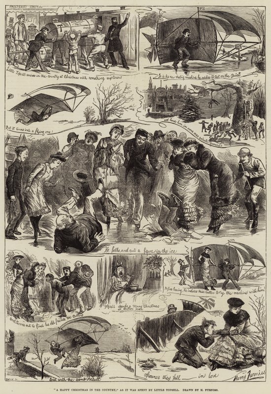 Una feliz Navidad en el campo, como la pasó el pequeño Topsell de Harry Furniss