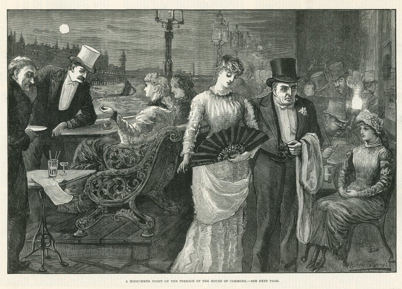 Una noche de verano en la terraza de la Casa de los Comunes de Harry Furniss