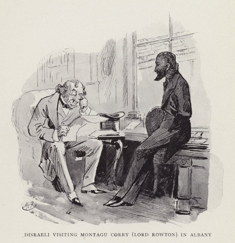 Disraeli visitando a Montagu Corry (Lord Rowton) en Albany de Harry Furniss