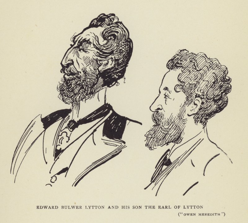Edward Bulwer Lytton y su hijo el Conde de Lytton, Owen Meredith de Harry Furniss