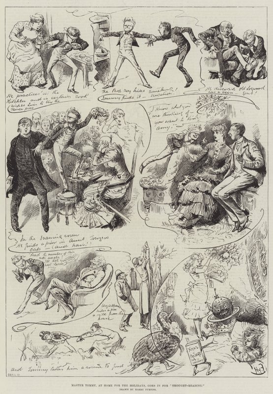 El maestro Tommy, en casa por las vacaciones, se dedica a la lectura del pensamiento de Harry Furniss