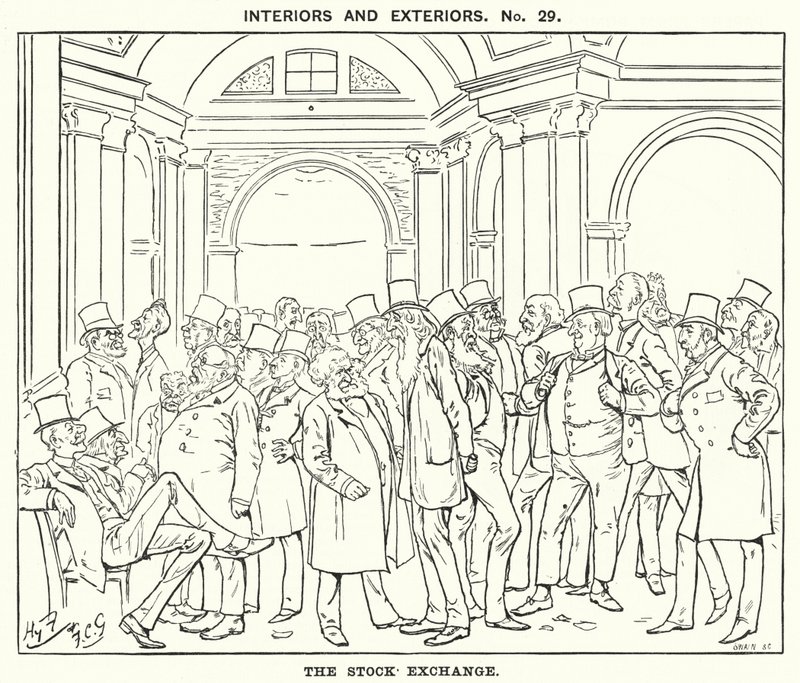 Caricatura de Punch: La Bolsa de Valores (grabado) de Harry Furniss