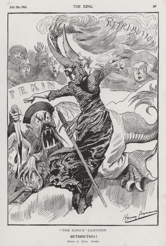 Retribución, caricatura sobre la Rebelión de los Bóxers en China de Harry Furniss