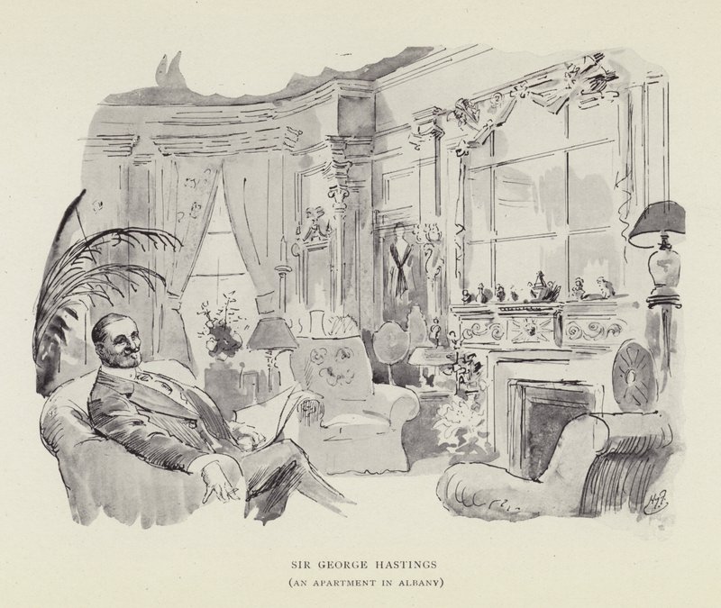 Sir George Hastings, Un apartamento en Albany de Harry Furniss