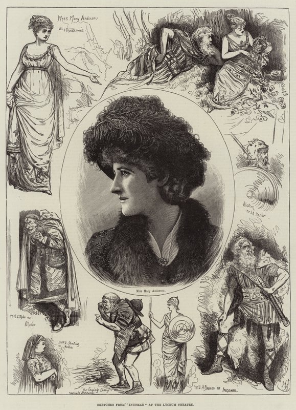 Bocetos de Ingomar en el Teatro Lyceum de Harry Furniss