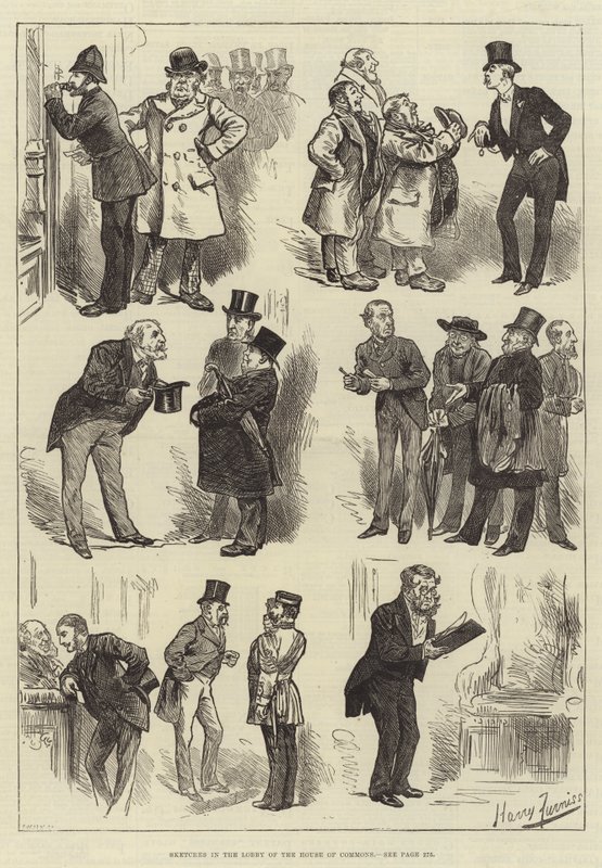 Bocetos en el Vestíbulo de la Cámara de los Comunes de Harry Furniss
