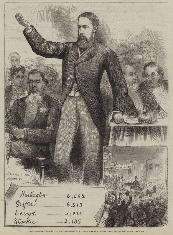 Las elecciones generales, Lord Hartington en Over Darwen, noreste de Lancashire de Harry Furniss