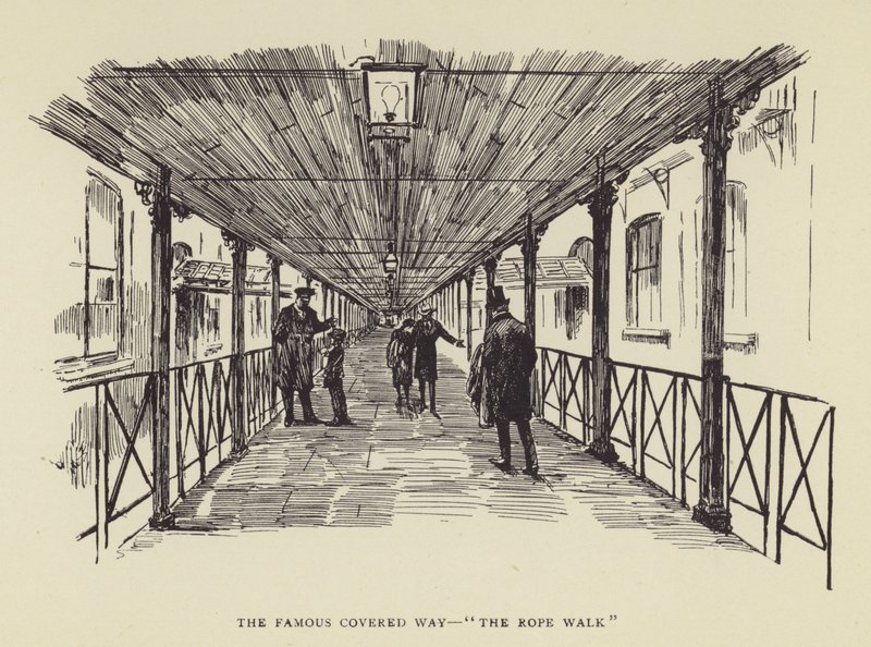 El famoso camino cubierto, The Rope Walk de Harry Furniss