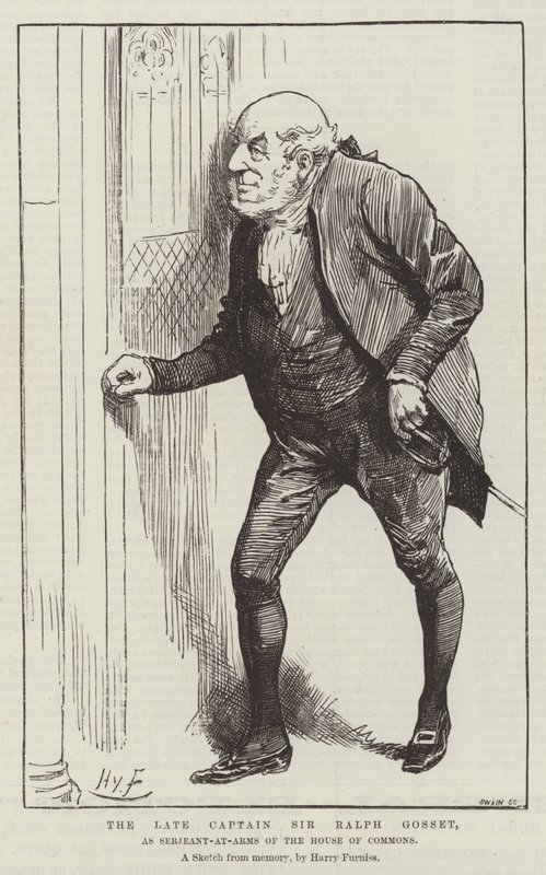 El difunto Capitán Sir Ralph Gosset, como Sargento de Armas de la Cámara de los Comunes de Harry Furniss