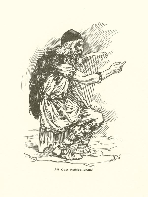 Un viejo bardo nórdico (grabado) de Harry George Theaker