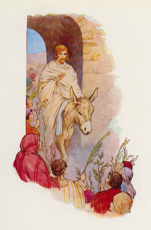 "Bendito el que viene en nombre del Señor" (litografía en color) de Harry George Theaker