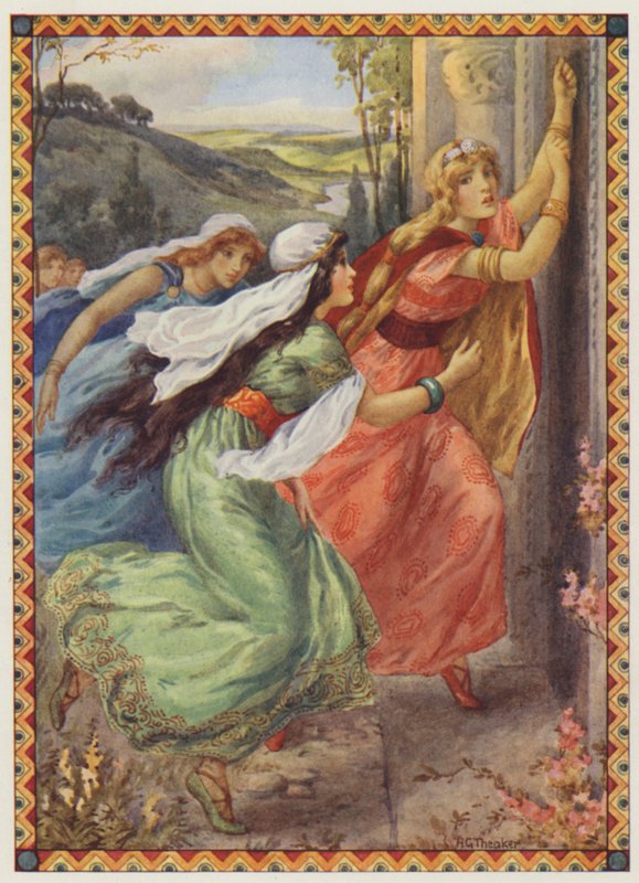 "Emer llegó primero a la puerta", La porción del campeón (litografía en color) de Harry George Theaker