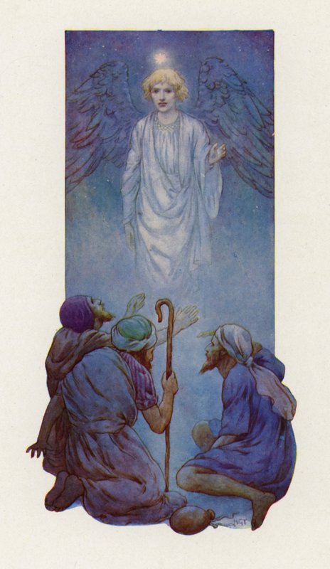 "No temas", dijo el ángel (litografía en color) de Harry George Theaker