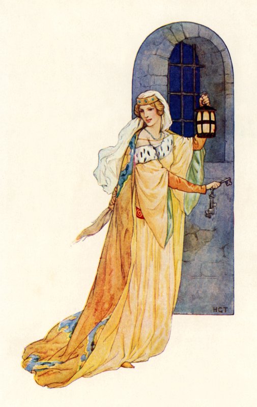 "¡Sígueme!" dijo la doncella (litografía en color) de Harry George Theaker