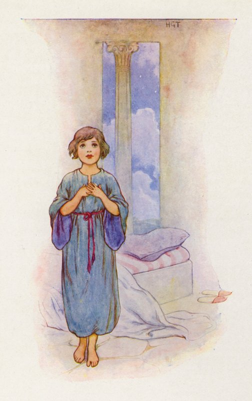 "¡Aquí estoy!" respondió Samuel (litografía en color) de Harry George Theaker