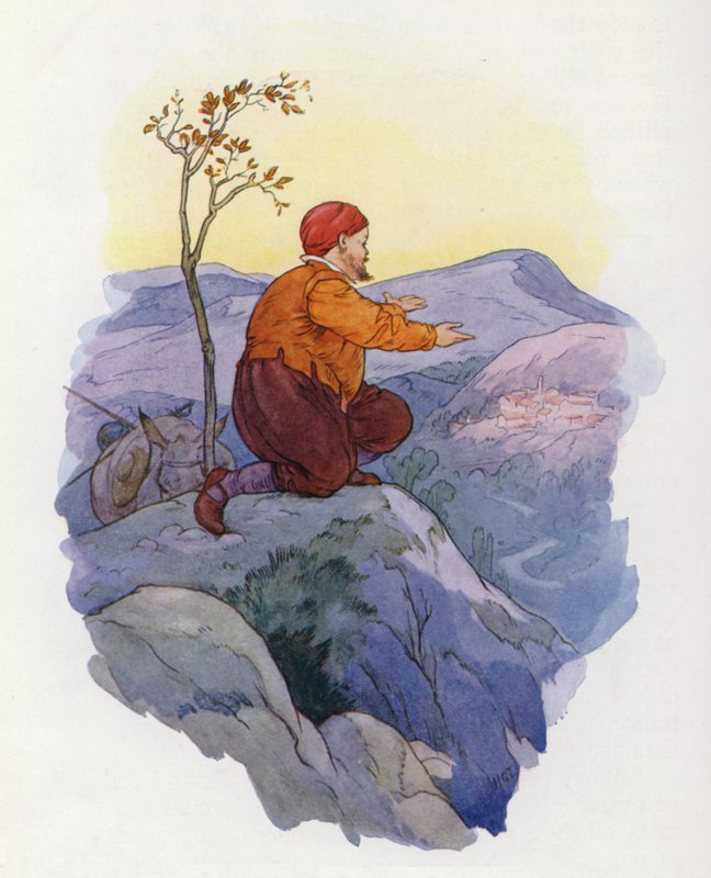 Ilustración para Don Quijote (litografía en color) de Harry George Theaker