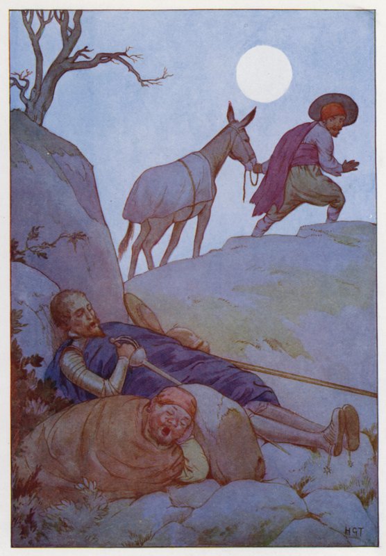 Ilustración para Don Quijote (litografía en color) de Harry George Theaker