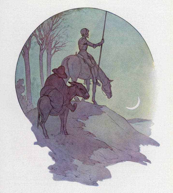Ilustración para Don Quijote (litografía en color) de Harry George Theaker
