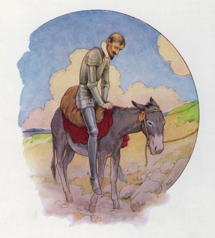 Ilustración para Don Quijote (litografía en color) de Harry George Theaker