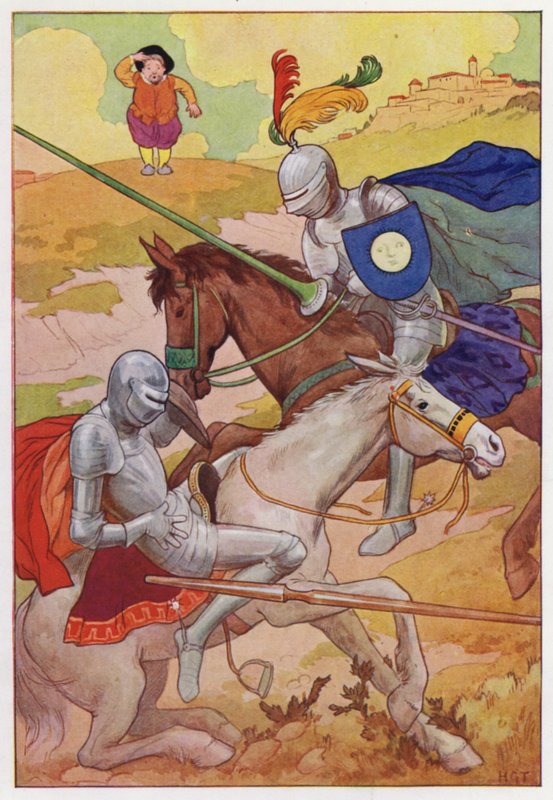 Ilustración para Don Quijote (litografía en color) de Harry George Theaker