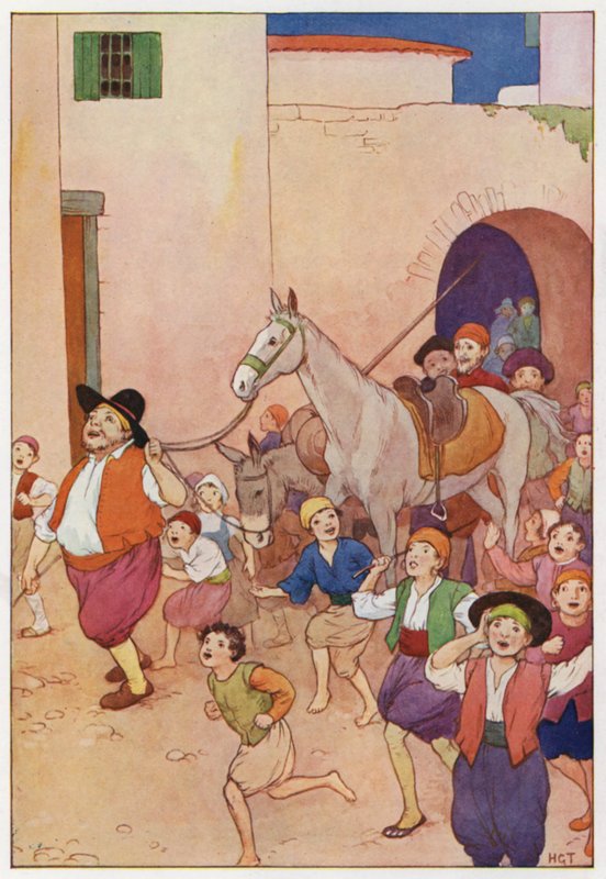 Ilustración para Don Quijote (litografía en color) de Harry George Theaker