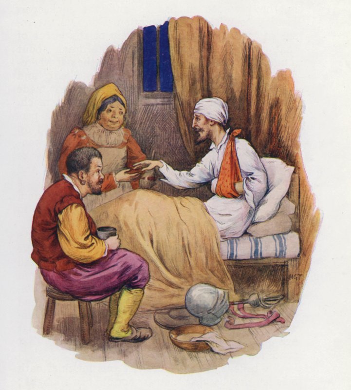 Ilustración para Don Quijote (litografía en color) de Harry George Theaker