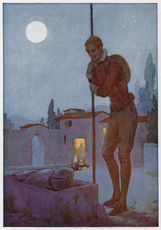 Ilustración para Don Quijote (litografía en color) de Harry George Theaker