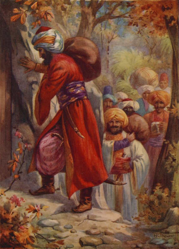 "¡Ábrete Sésamo!" (litografía en color) de Harry George Theaker