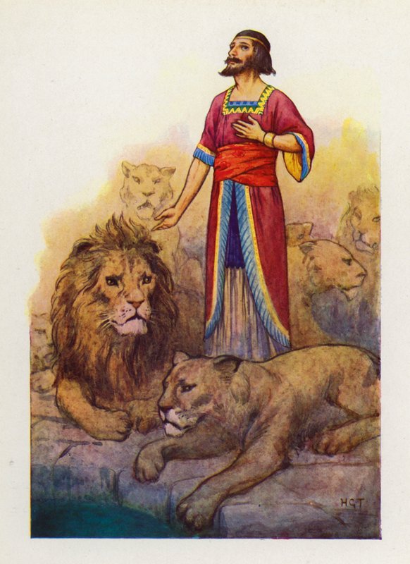 De las profundidades de la guarida salió la propia voz de Daniel (litografía en color) de Harry George Theaker