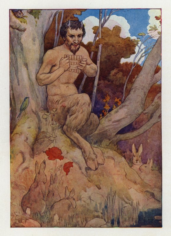 Pan (litografía en color) de Harry George Theaker