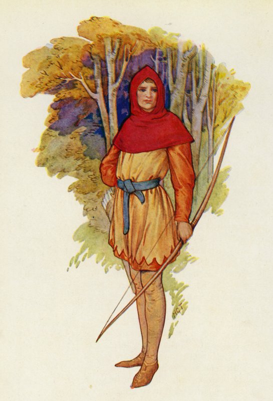 Robin era un tipo aventurero incluso en su juventud (litografía en color) de Harry George Theaker