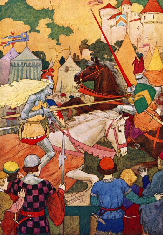 Primer torneo de Sir Lancelot (litografía en color) de Harry George Theaker