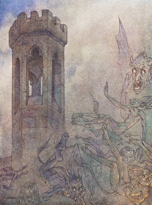 Lady Rohesia (litografía en color) de Harry George Theaker