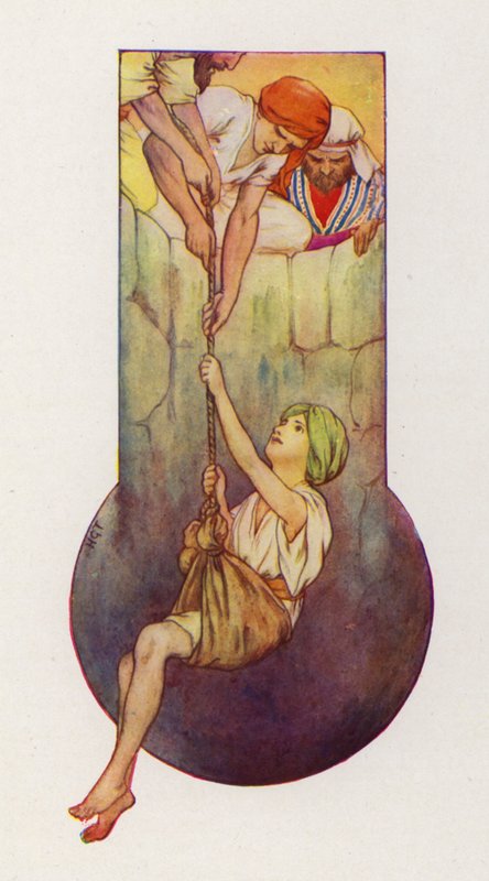 Los hermanos sacan a José de la fosa (litografía en color) de Harry George Theaker