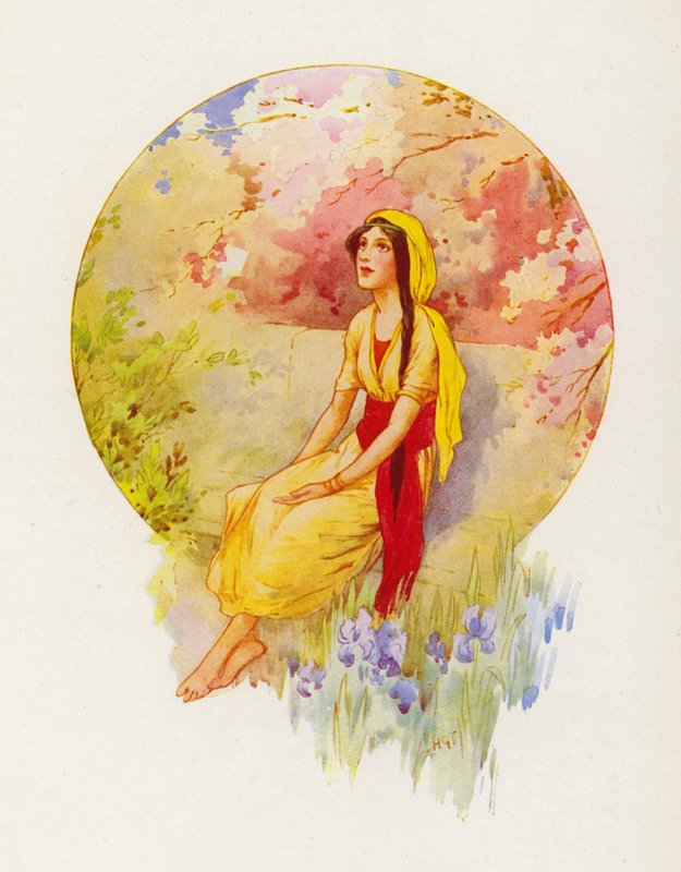 La hija de Jairo (litografía en color) de Harry George Theaker