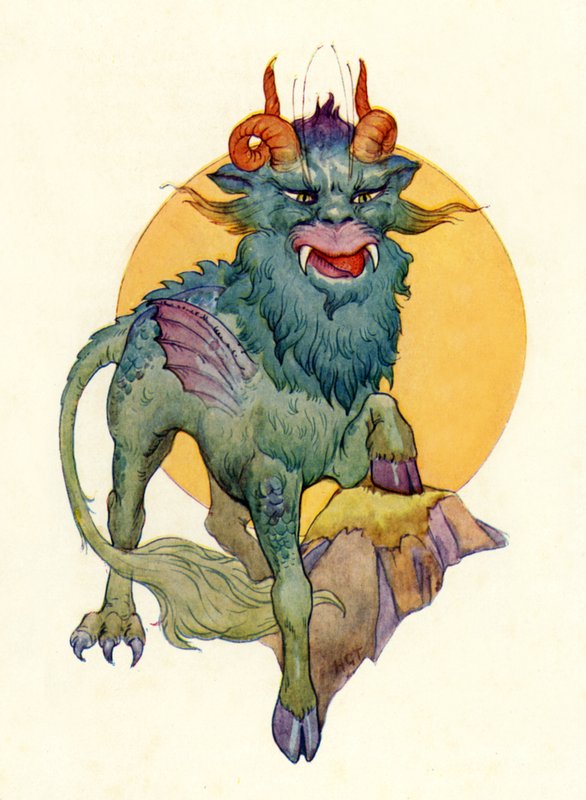 La gran bestia (litografía en color) de Harry George Theaker