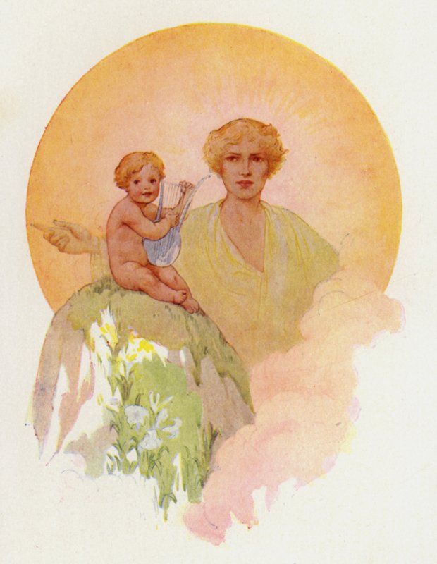 El maravilloso bebé golpeó las cuerdas de plata (litografía en color) de Harry George Theaker