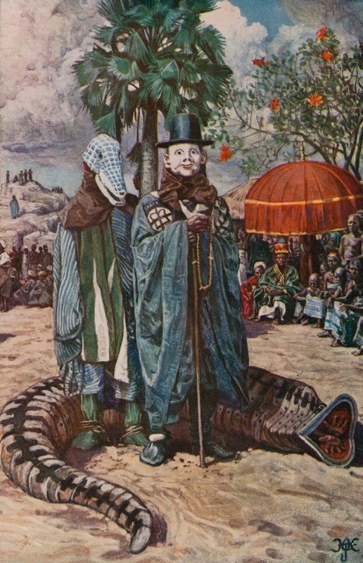 Los mummers enmascarados de Yoruba, vistos por Clapperton y Lander de Harry Hamilton Johnston