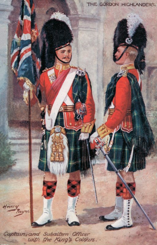 Los Gordon Highlanders, Capitán y Oficial Subalterno, con los Colores del Rey de Harry Payne