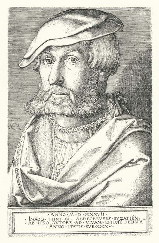 Autorretrato de Heinrich Aldegrever, pintor y grabador alemán de Heinrich (after) Aldegrever