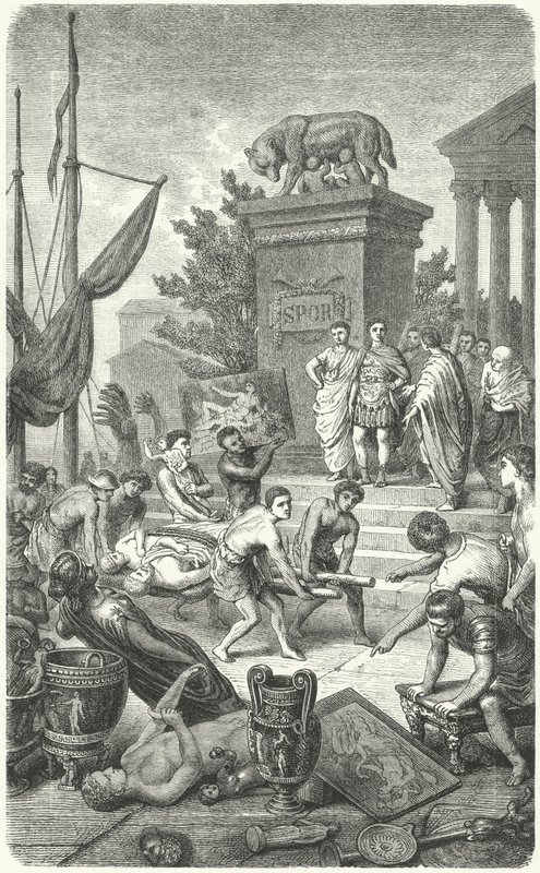 Llegada de obras de arte griegas antiguas llevadas a Roma de Heinrich Leutemann